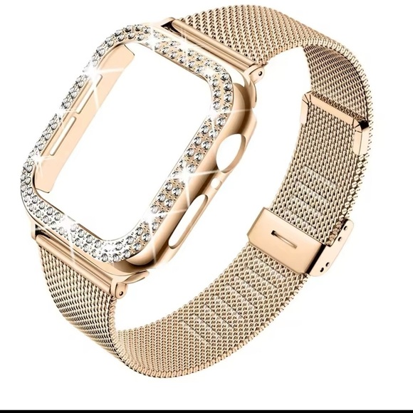 COPY - Diamond Case+Metal Strap iWatch Band Stainless Steel Bracelet For Apple - Picture 1 of 7